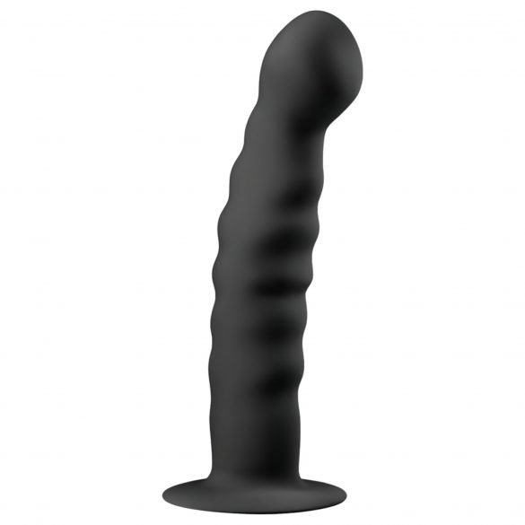 Easytoys Ribbed - dildo analne z zaciskami (14 cm) - czarny 