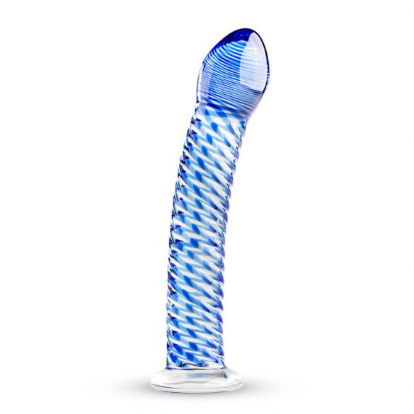 Gildo Glass No. 5 - spiralne szklane dildo (półprzezroczysty niebieski) 