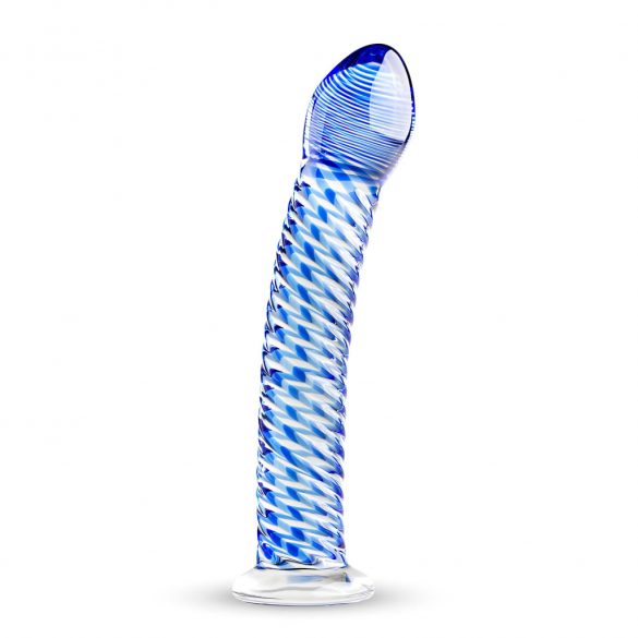 Gildo Glass No. 5 - spiralne szklane dildo (półprzezroczysty niebieski) 