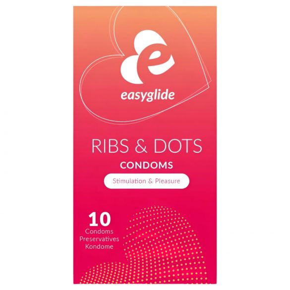 EasyGlide Ribs & Dots - punktowana prezerwatywa (10 szt.)