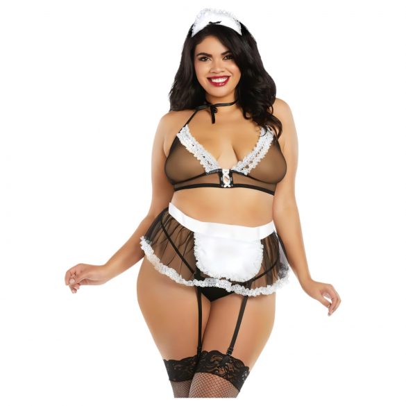 Dreamgirls Maid Plus Size Sheer Mesh - Kostium Pokojówki (XL-XXL)