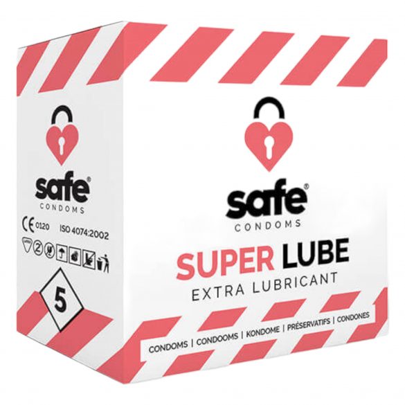 SAFE Super Lube - ekstra płaskie prezerwatywy (5 sztuk) 