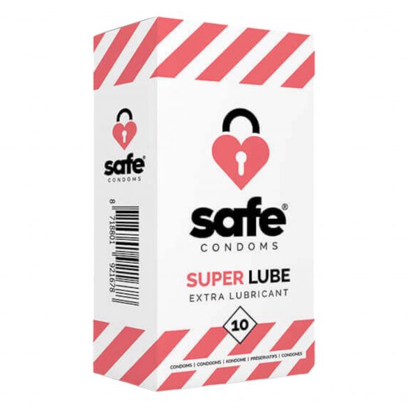 SAFE Super Lube - ekstra płaskie prezerwatywy (10 sztuk) 