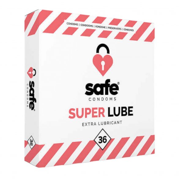 SAFE Super Lube - ekstra płaskie prezerwatywy (36 sztuk) 