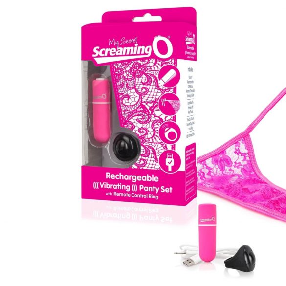 Screaming O Panty Set - radiowy zestaw wibrujący z akumulatorem (różowy) S-L 