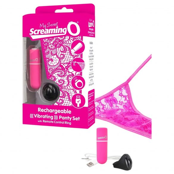 Screaming O Panty Set - radiowy zestaw wibrujący z akumulatorem (różowy) S-L 