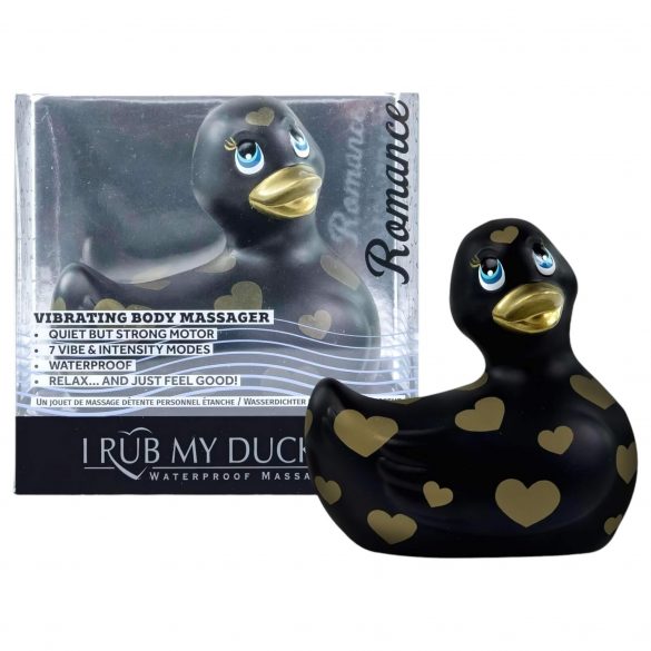 My Duckie Romance 2.0 - wodoodporny wibrator łechtaczkowy w kształcie kaczki (czarno-złoty) 