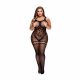 Baci Plus Size - Wzorzysta sukienka kitten z siateczką na udach - czarna (XL-XXL) 