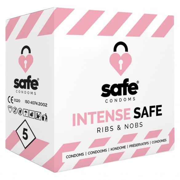 SAFE Intense Safe - prążkowane prezerwatywy (5 sztuk) 