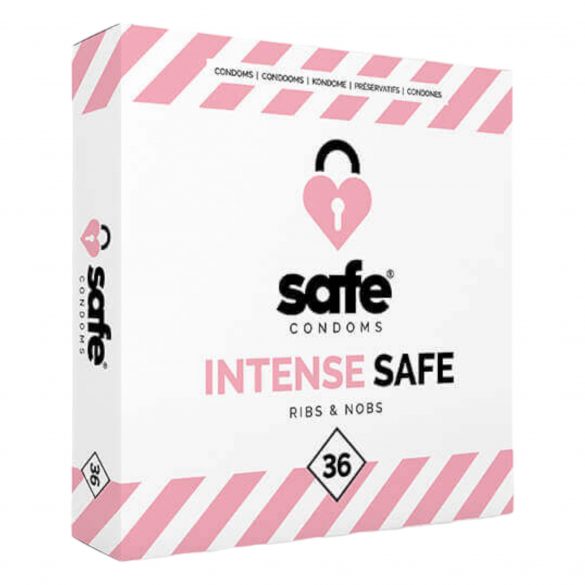 SAFE Intense Safe - Prezerwatywy prążkowane i kropkowane (36 sztuk) 