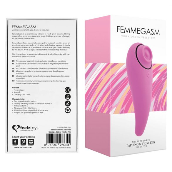 FEELZTOYS Femmegasm - ładowalny, wodoodporny wibrator dopochwowy i łechtaczkowy (różowy) 