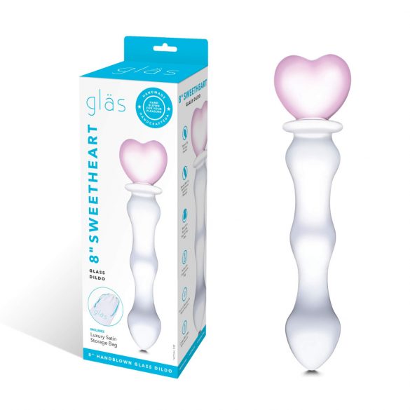 GLAS - szklane dildo w kształcie serca (półprzezroczyste) 