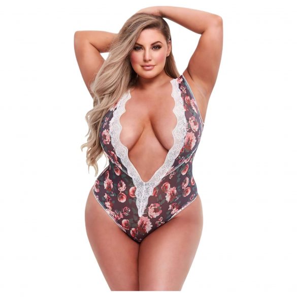 Baci Plus Size - kwiatowe, koronkowe body 